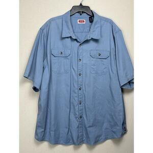 WRANGLER Men's Blue Short Sleeve Shirt Work Utility Relaxed Fit 3XL